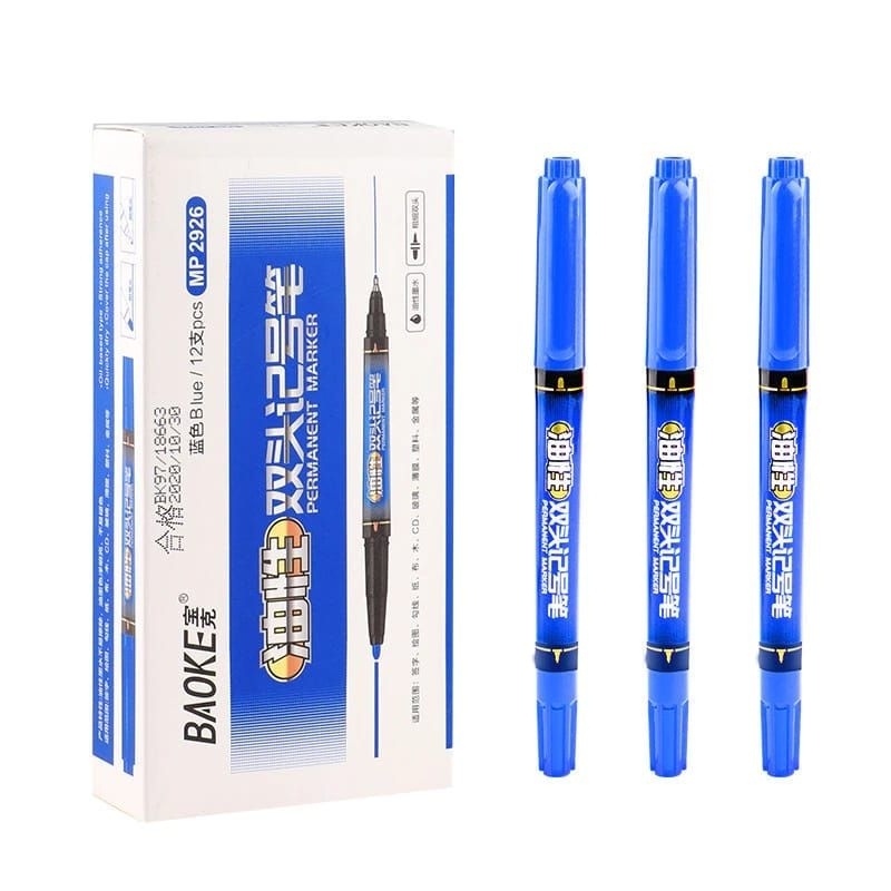 

SPIDOL PERMANEN UJUNG GANDA SPIDOL BERBASIS MINYAK PERMANEN 1 BOX 12PCS TERSEDIA DUA WARNA BIRU DAN HITAM