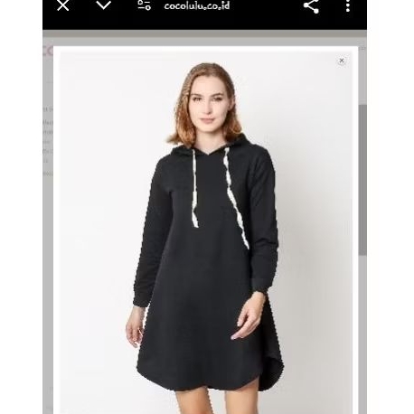 SALE Hoodie Dress/Tunik Black Long Sleeve/Lengan Panjang [cuci gudang]
