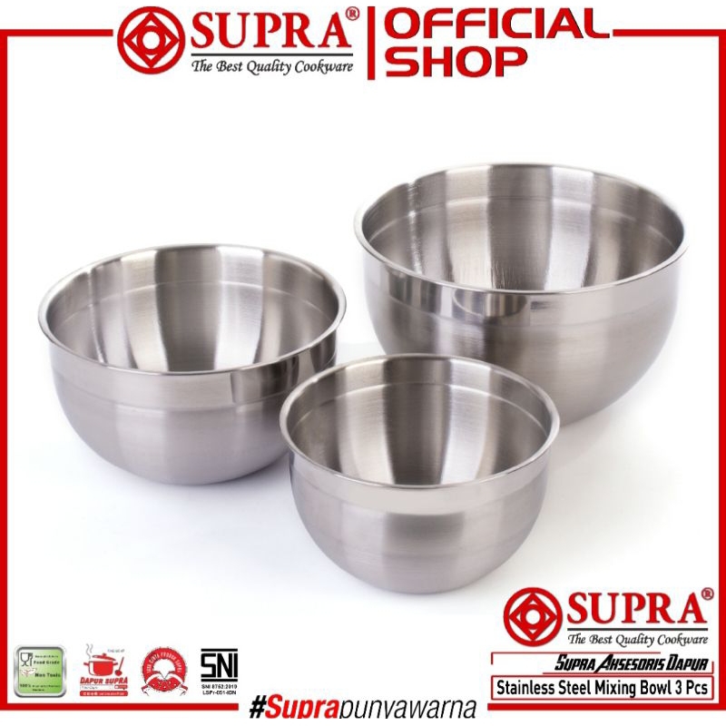Mixing Bowl Supra Baskom mixer Adonan kue Stainless steel