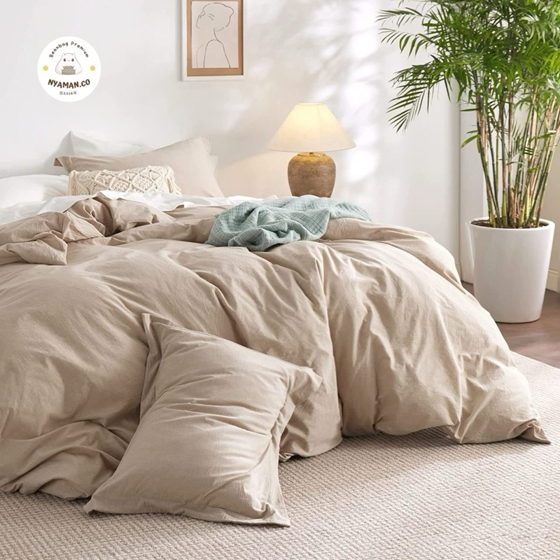 Nyaman.co Linen - Duvet Cover TC 200 Microfiber + 2pcs Pillow case / Sarung Selimut Standard Hotel C