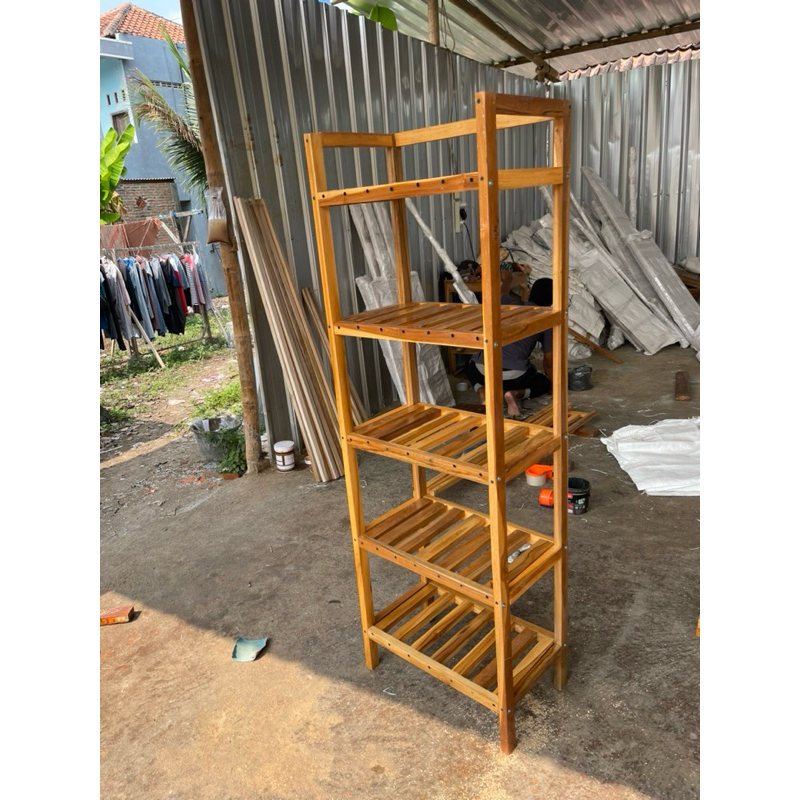 rak susun rak serbaguna rak dapur rak buku rak tas  rumah tangga bahan kayu jati jawa