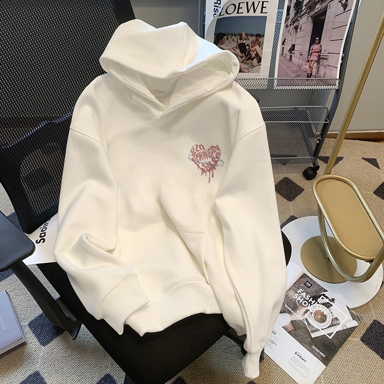 KODE G48U KOIKOO Sweater Hoodie Wanita Oversize Korean Style  Pink Cute Letters Love Hoodie Oversize
