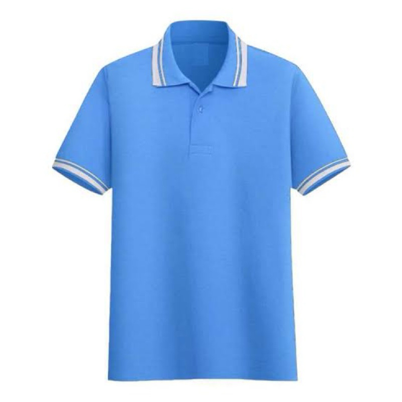 Kaos Polos Pria / Kaos Pria Polos Biru Langit List Putih