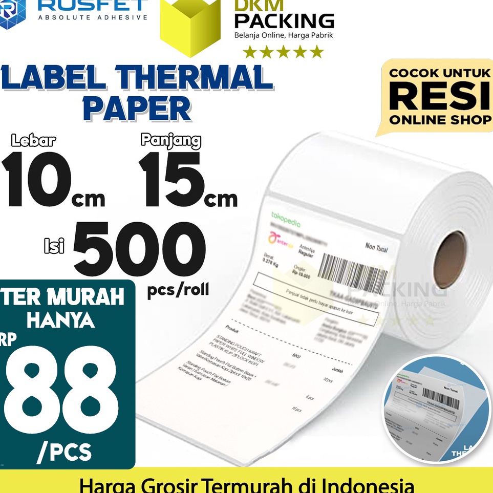 

Label Stiker Thermal Paper A6 1x15mm 1x15 cm Sticker Barcode Resi RUSFET TERMURAH KODE A3H7