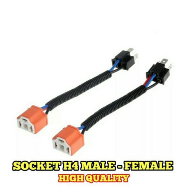 Siap Kirim SOCKET H4 KERAMIK MALE FEMALE  KABEL 2MM  HARGA 1 PCS