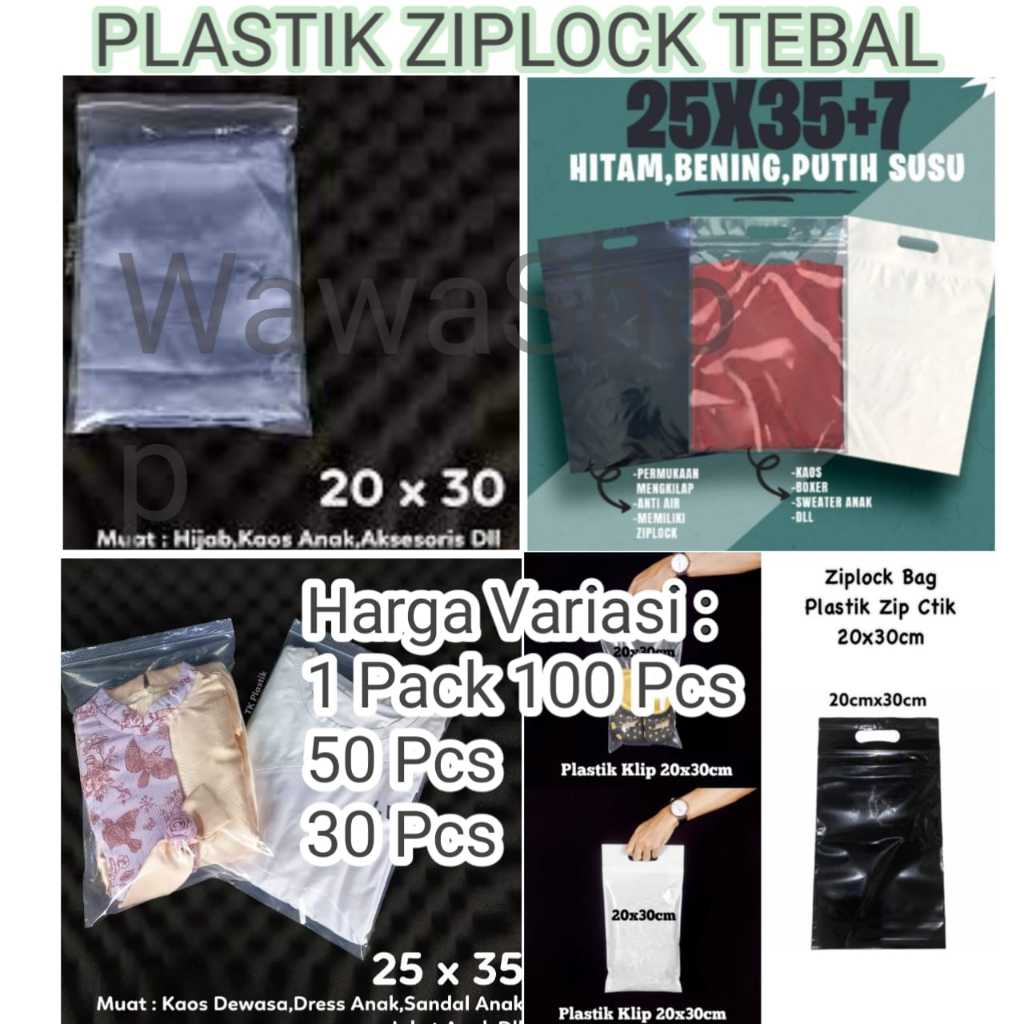 Kantong Plastik Klip Baju Kaos 25x35+7 - 20x30+6 - Plastik Packing Online Shop Klip Handle Klip PE