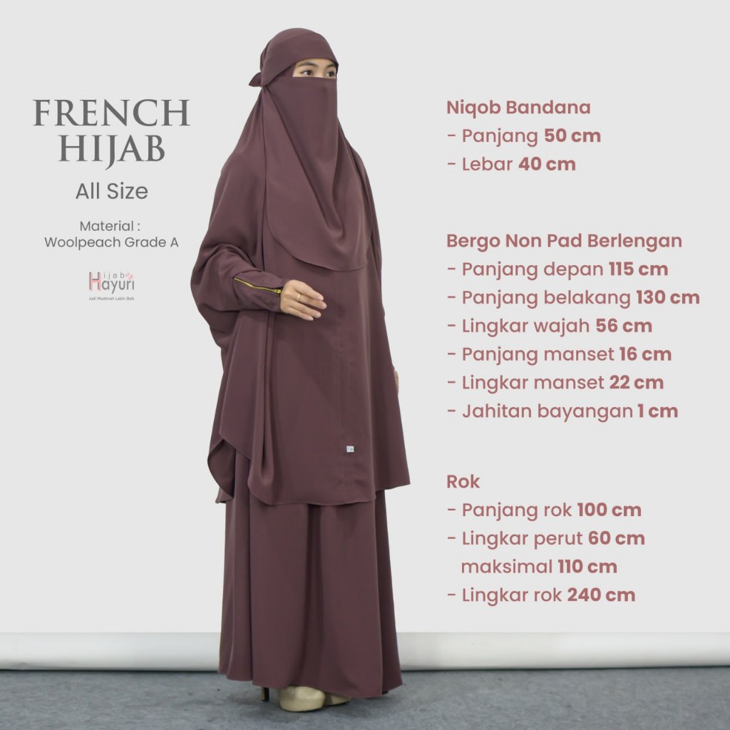 TERPOPULER HIJAB HAYURI FRENCH KHIMAR SET WOLFIS MONALISA GRADE A