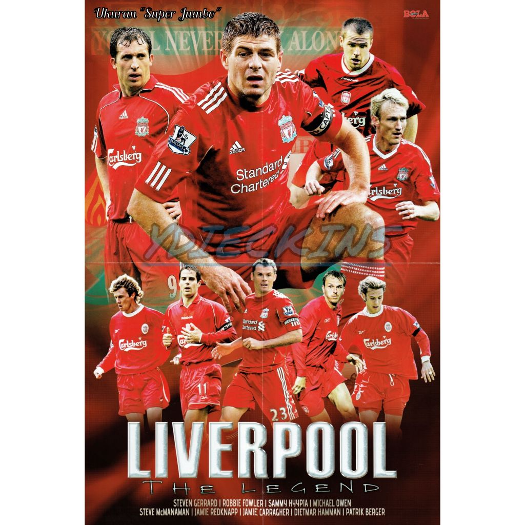 Poster Bola Soccer bolak balik Liverpool The Legend & Stadion Anfirld - SUPER JUMBO