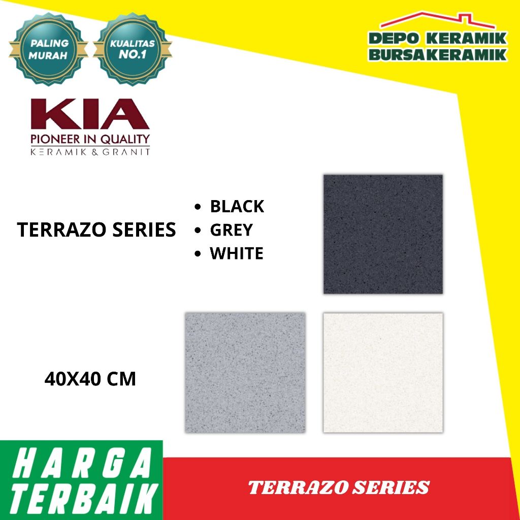 KIA 40X40 TERRAZO BLACK G1 / KIA 40X40 TERRAZO WHITE G1 / KIA 40X40 TERRAZO GREY G1