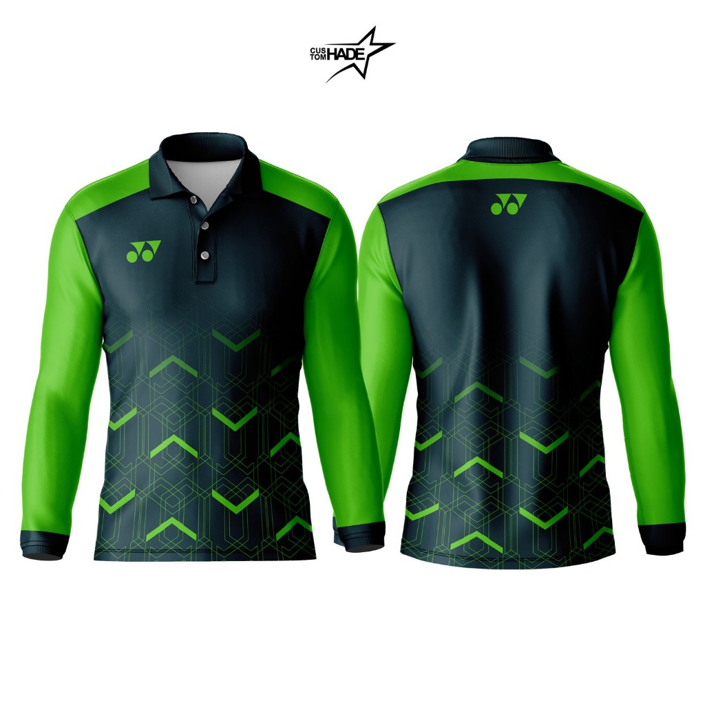 Jersey  Baju Polo Wangki  Olahraga Pria Jersey Badminton Custom Nama Lengan Panjang