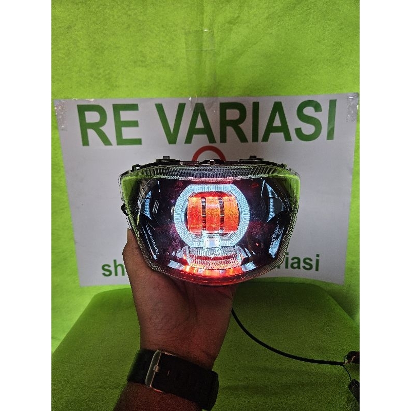 LAMPU DEPAN MIO J COSTUM DAYMAKER BILED 3 LENSA