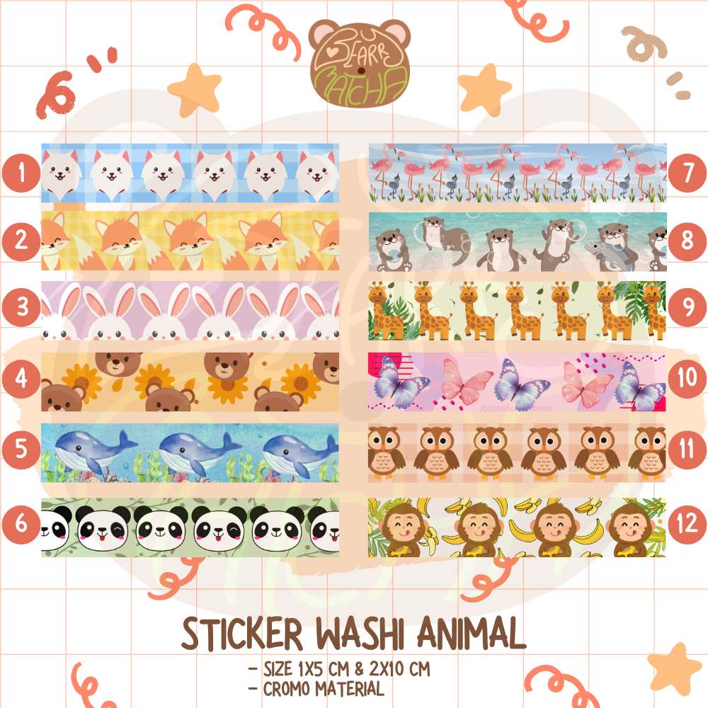 

(MIN CO 10 PCS) Washi Sticker Animal