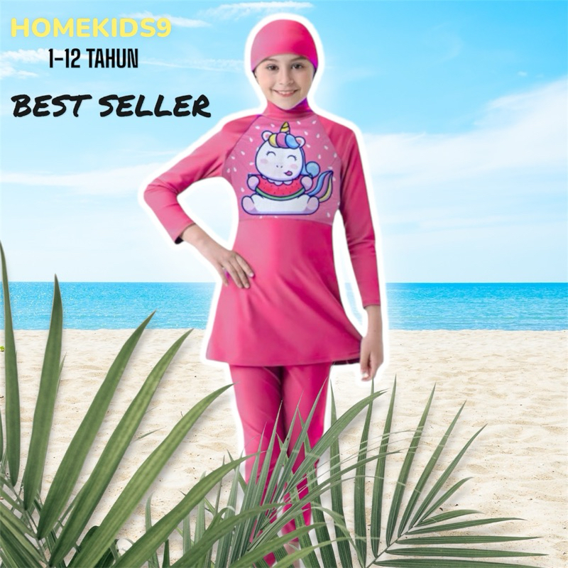 HOMEKIDS9 baju renang anak cewek muslim Baju renang anak perempuan hijab baju renang anak cewek musl