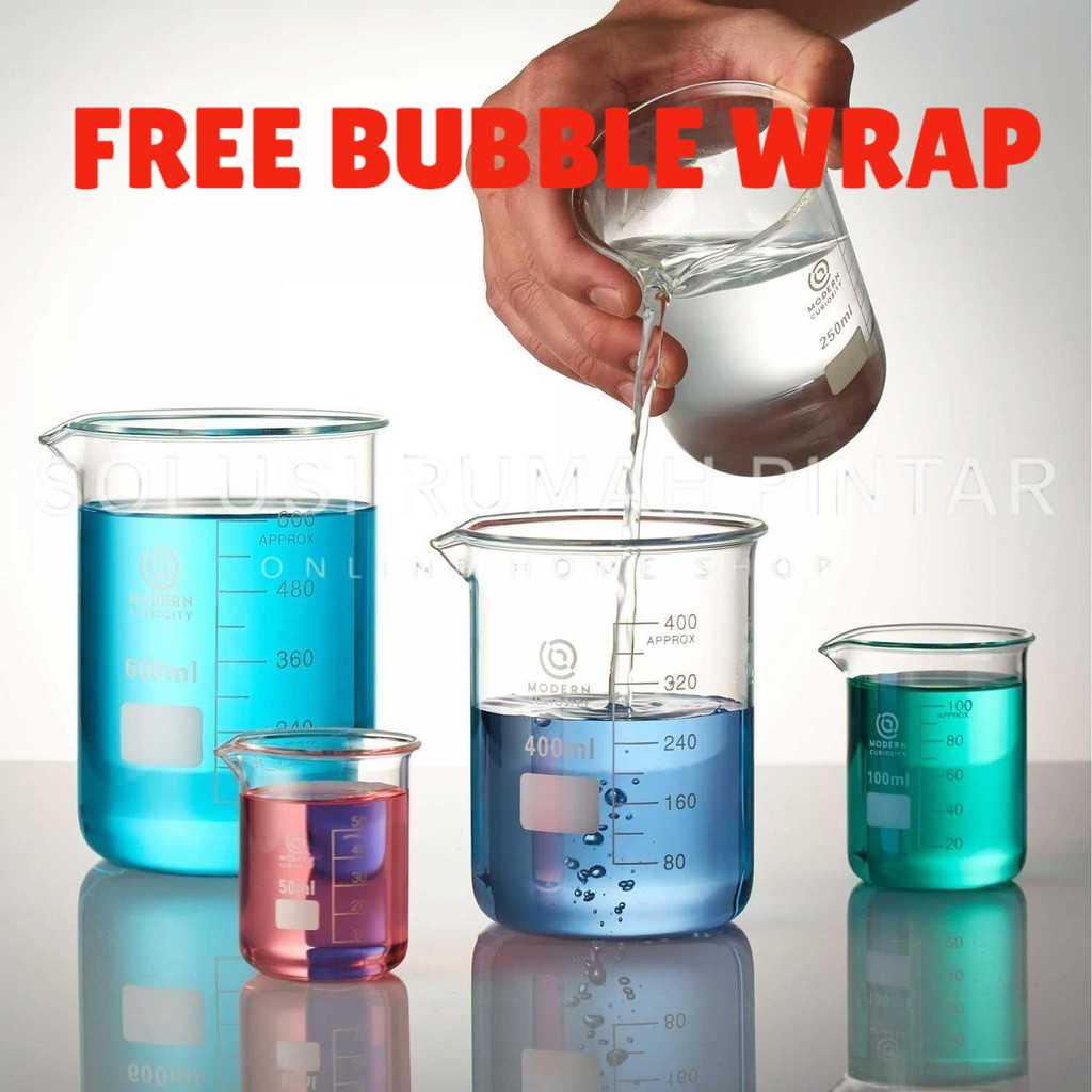 Gelas Ukur Takaran Lab Kimia - One Two Cups Borosilicate Glass Tahan Panas Ukuran 50ml-1000ml