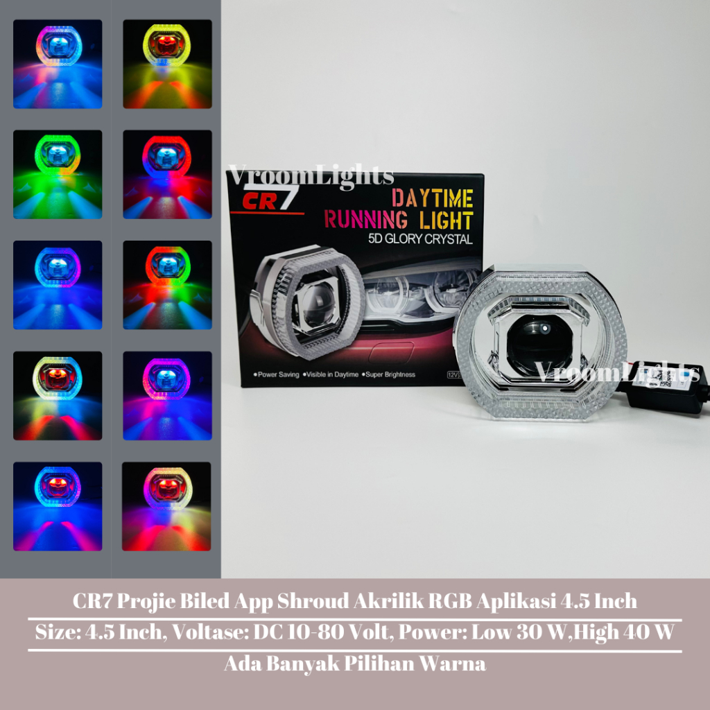 CR7 Projie Biled App Shroud Akrilik RGB Aplikasi 4.5 Inc