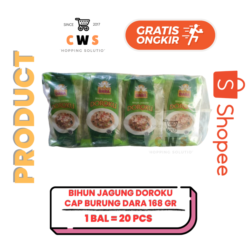 

DOROKU Bihun Jagung Cap Burung Dara 158 gr - 1 Bal / 20 Pcs