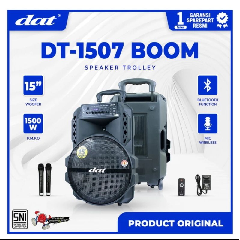 Speaker Portabel Dat 1507 15inch 2mic wireless Original DAT