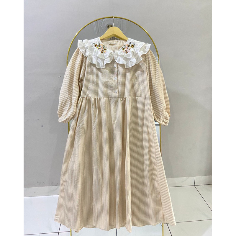 midi dress kerah korea