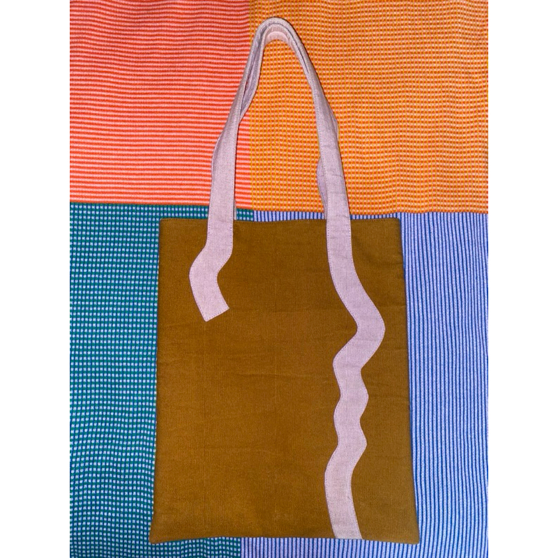 preloved haik mosi mosi tote bag (brown-lilac)