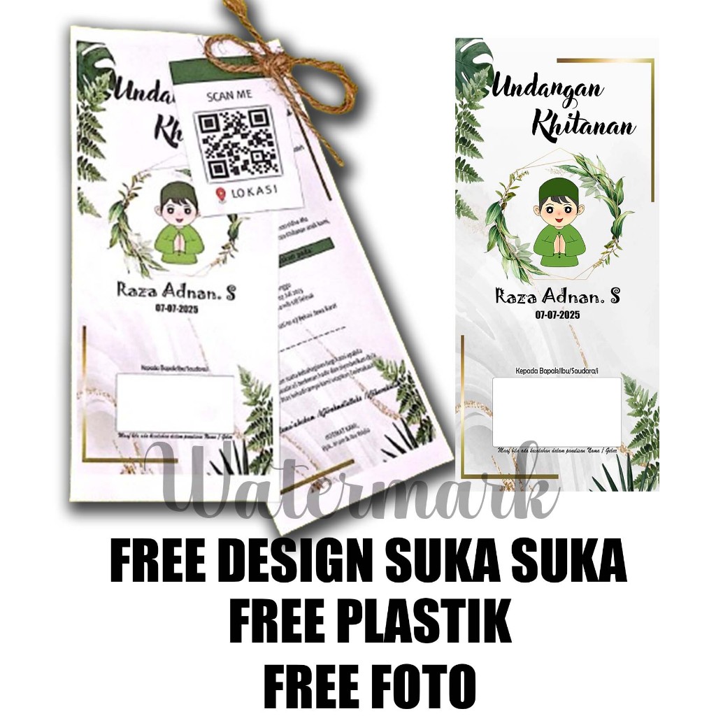 UNDANGAN SUNAT/undangan khitan / undangan karakter / undangan custom / undangan kecil / undangan lip