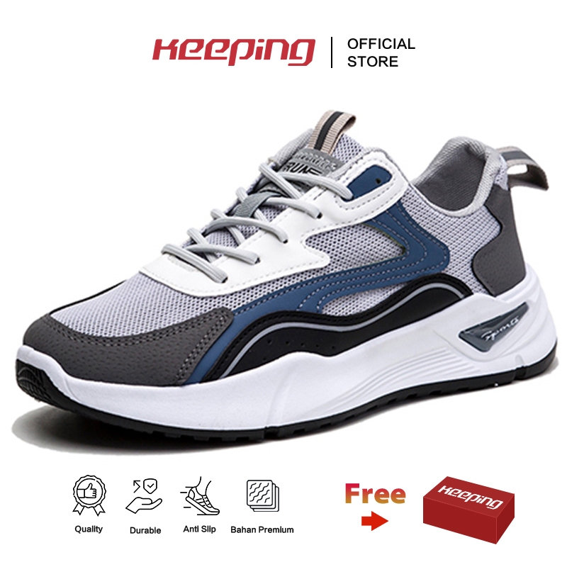 NEW Keeping Sepatu Sneakers Pria Sepatu Cowok Keren Sekolah Sepatu Lari Olahraga Pria Running