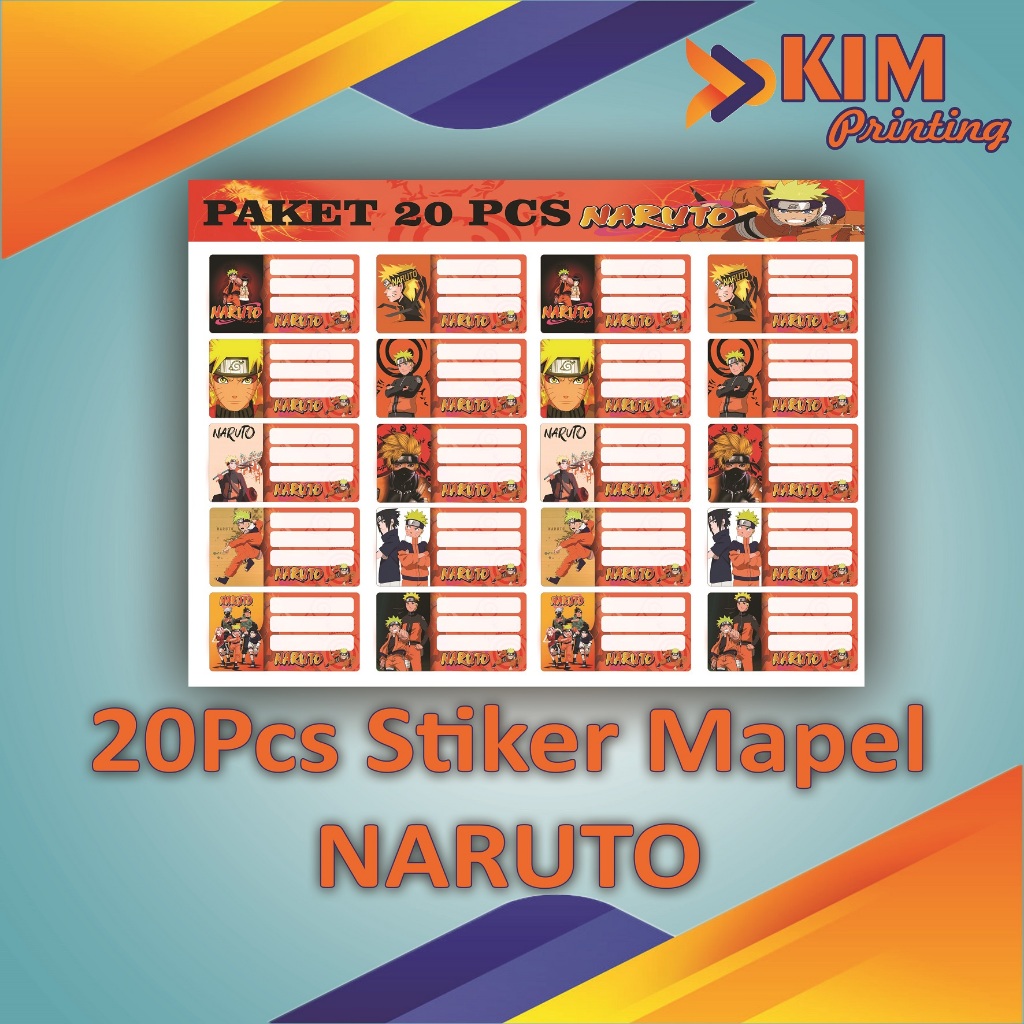 

(20PCS) STIKER LABEL BUKU PELAJARAN / STIKER LABEL NAMA BUKU PELAJARAN KARAKTER NARUTO