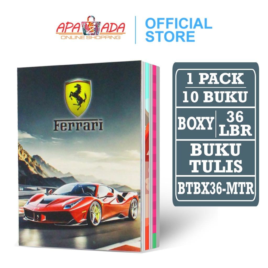 

Apazada - Buku Tulis Boxy MOTOR/MOBIL 36 Lembar Murah [1 Pack - 10 Pcs Buku] / Buku Tulis Sekolah
