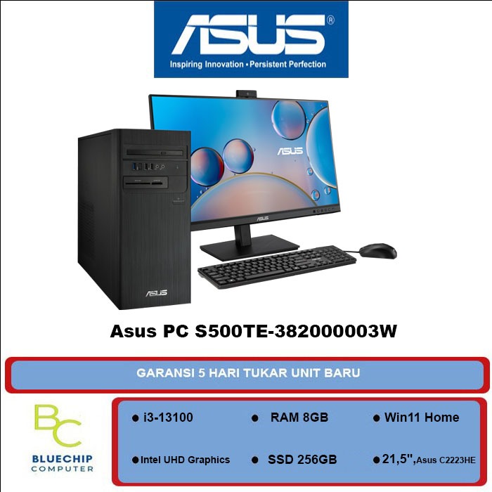 Asus PC S500TE-382000003W - i3-13100 8GB 256GB SSD Asus C2221HE 21,5" Win11H