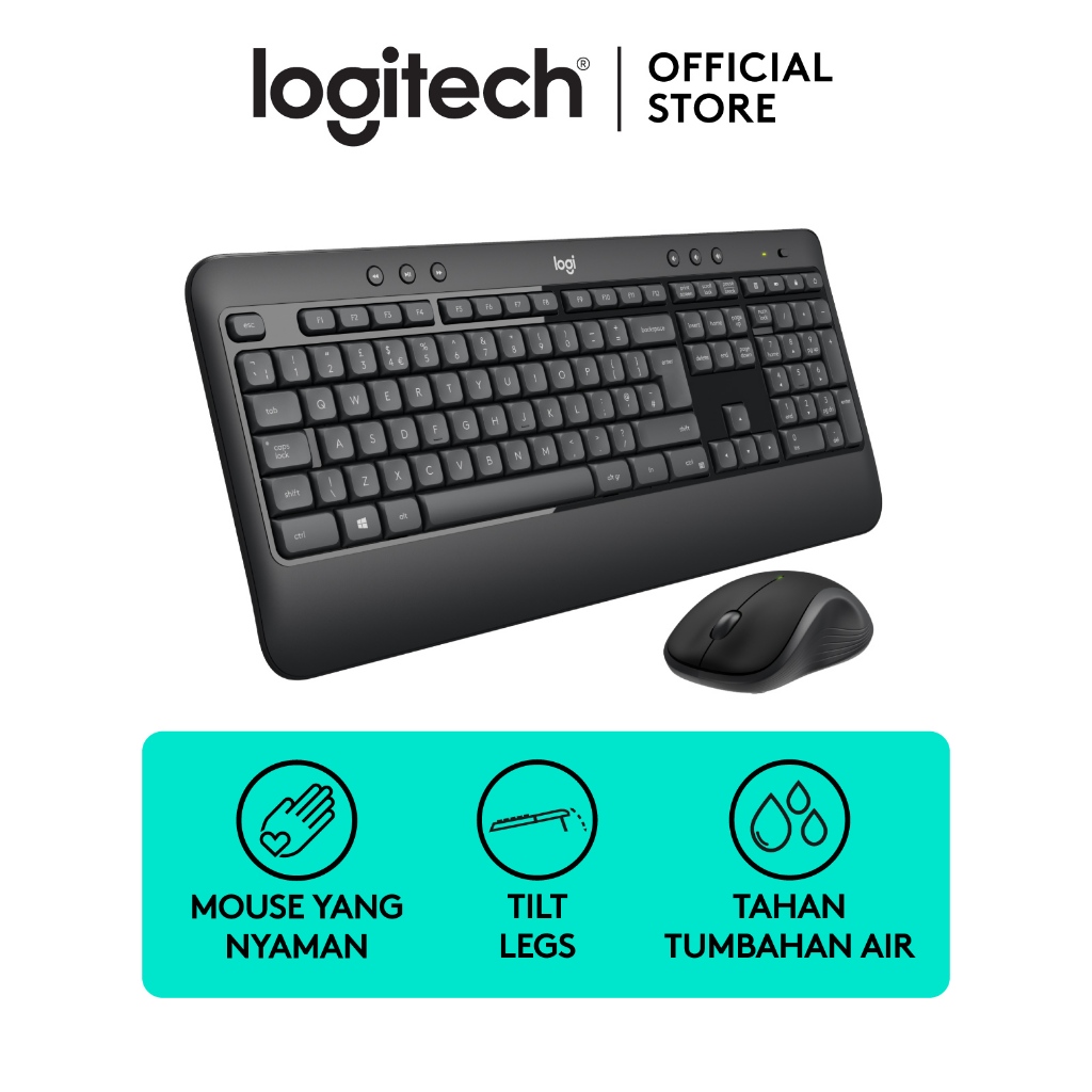 Logitech MK540 Advanced Wireless Keyboard dan Mouse Combo untuk Windows, 2.4 GHz Unifying USB-Receiv