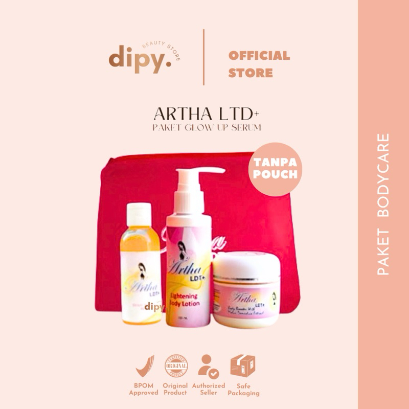 【Ori Pusat】ARTHA LDT+ Paket Body Care Glow Up Serum AHA Lotion Booster Free Pouch Brightening Whiten