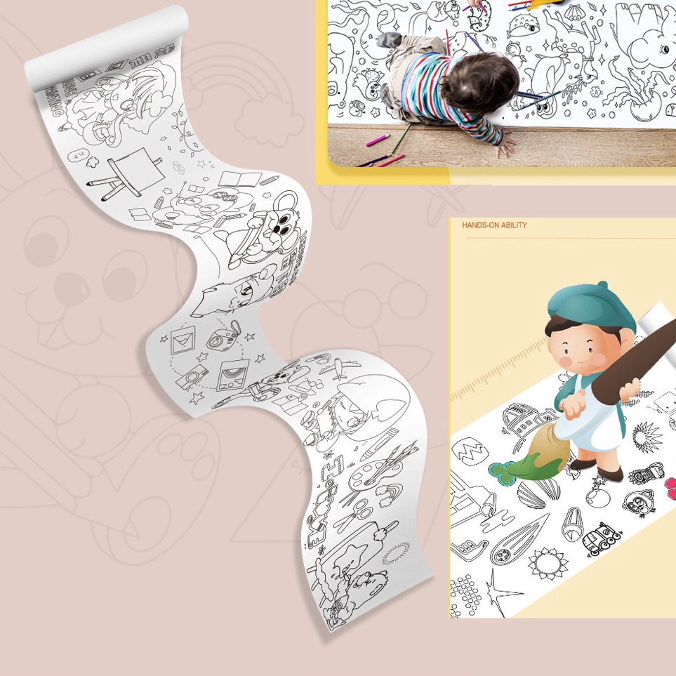 

LOGU Kertas roll mewarnai anak Stiker dinding kertas menggambar anak KODE D9X1