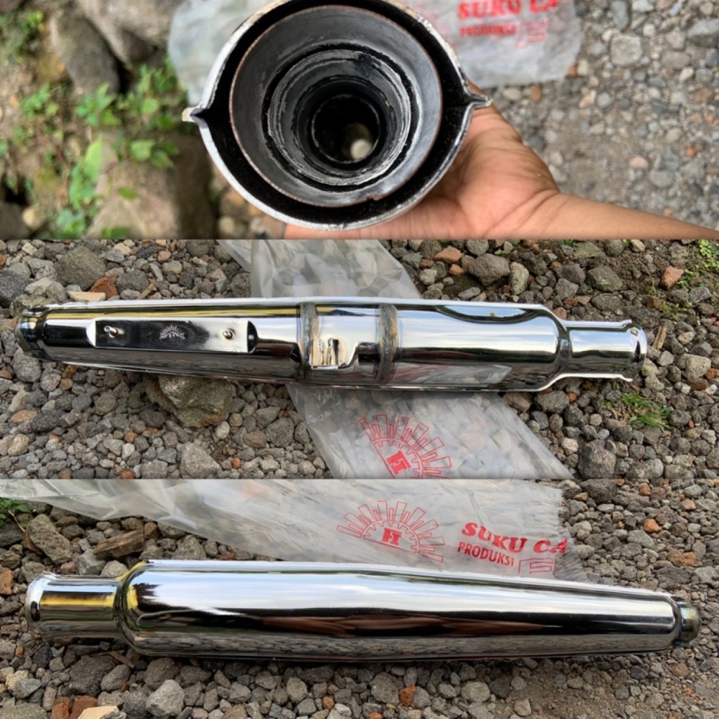 KNALPOT CB 125 CORBI PLOR KLOKOR MADE IN MADIUN SUDAH BEDELAN BAHAN CHROME TEBAL