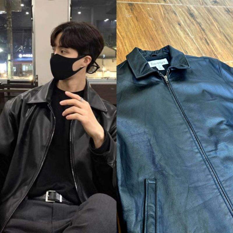 Boxy Leather Jacket Black