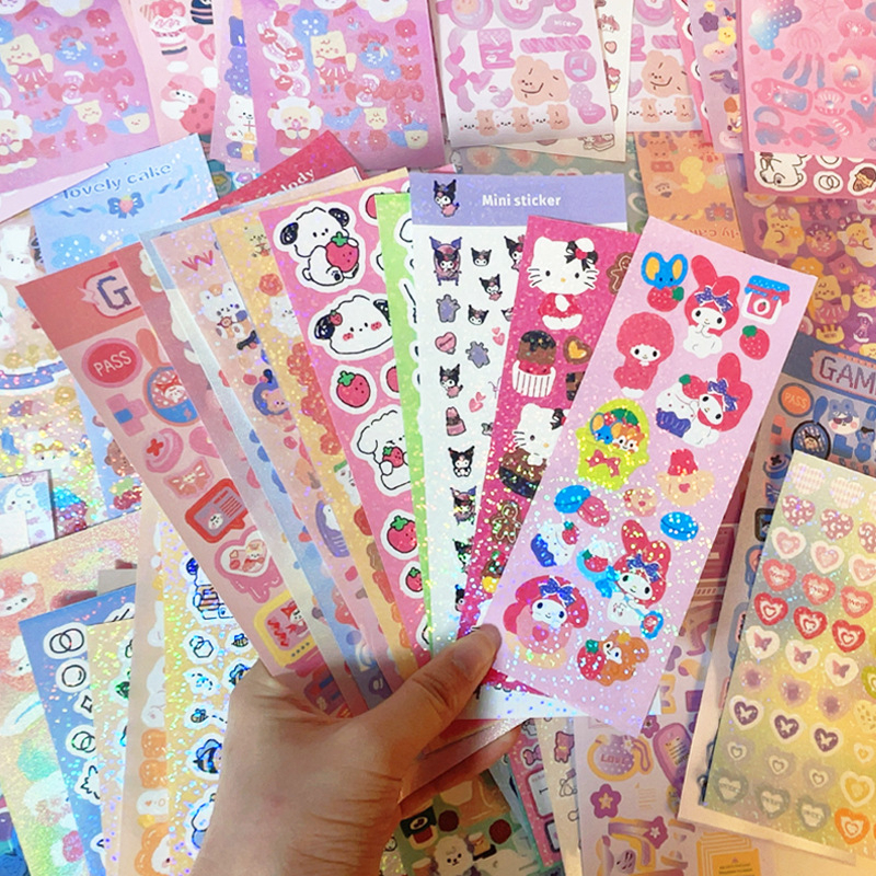 

Sticker Hollogram Gitter UKURAN LEBIH BESAR 10lembar/20lembar Hologram Glitter DIY Dekorasi Jurnal