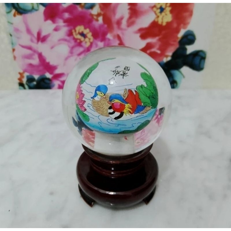 Pajangan kristal bola mini motif bebek