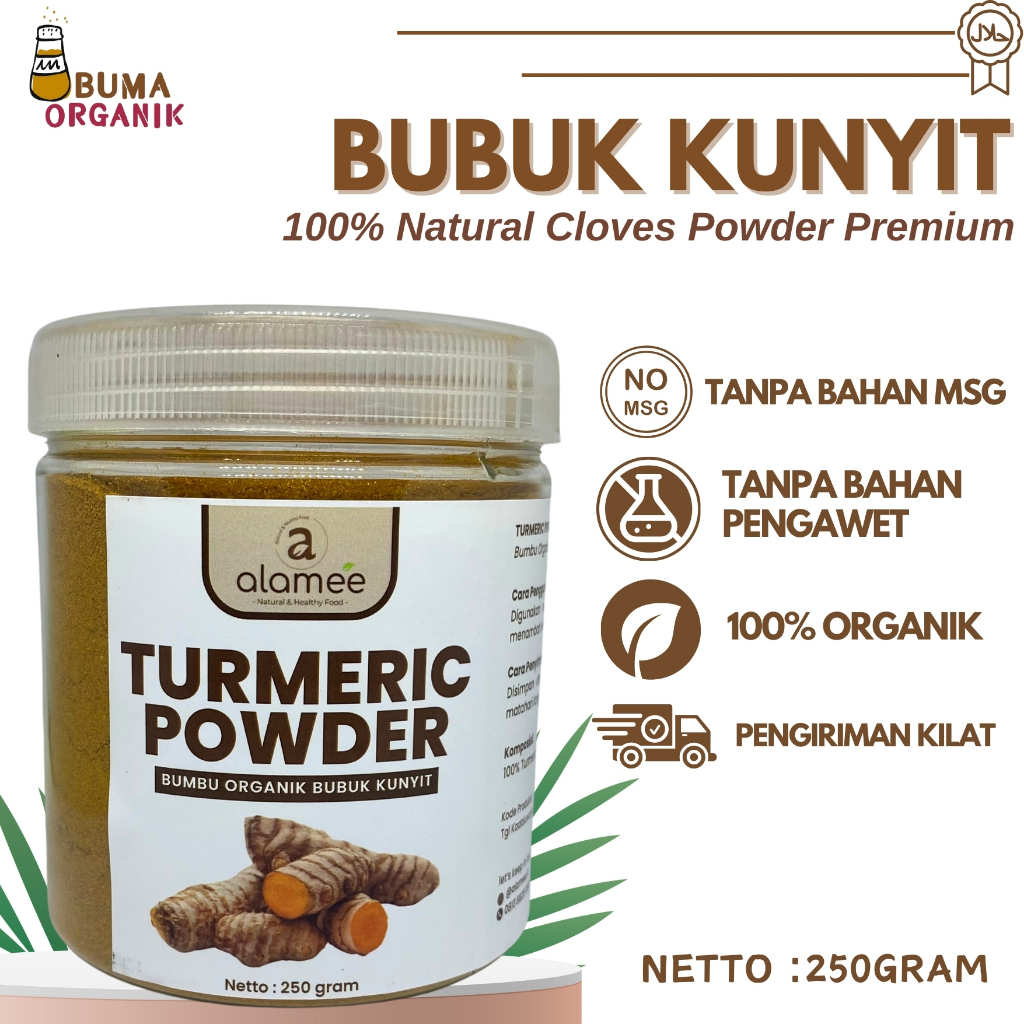 

Kunyit Bubuk Turmeric Powder Ground Bumbu Dapur Organik Rempah Rimpang Murni Asli Tanpa Campuran Bumbu Organik toples praktis