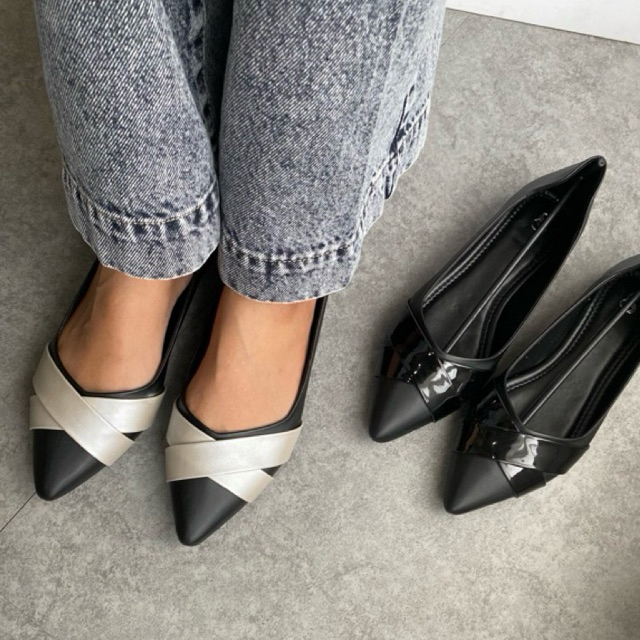 Nanda Millano - Sepatu Hitam Flatshoes Wanita Sol Karet Anti Slip