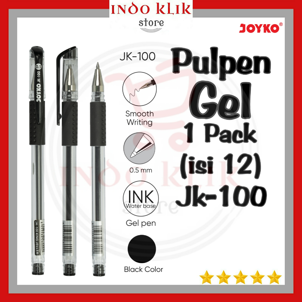 

Ay00! Pulpen Gel Joyko JK 100 / JK 100 NT / Runcing / Jarum 0.5mm Pen Jel Hitam Merah Biru