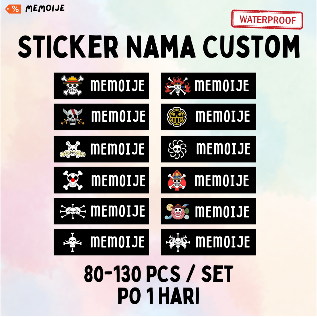 

STICKER LABEL NAMA ONE PIECE CUSTOM (80-130 Pcs)