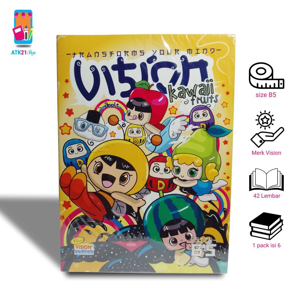 

VISION Buku Tulis 42 Lembar Pack isi (6 Buku)Cover Random Ukuran B5 25x18