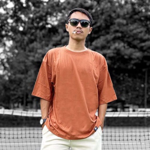 Humaninfight Oversize Basic Kaos Polos Premium 24s CINAMON Merah Bata unisex