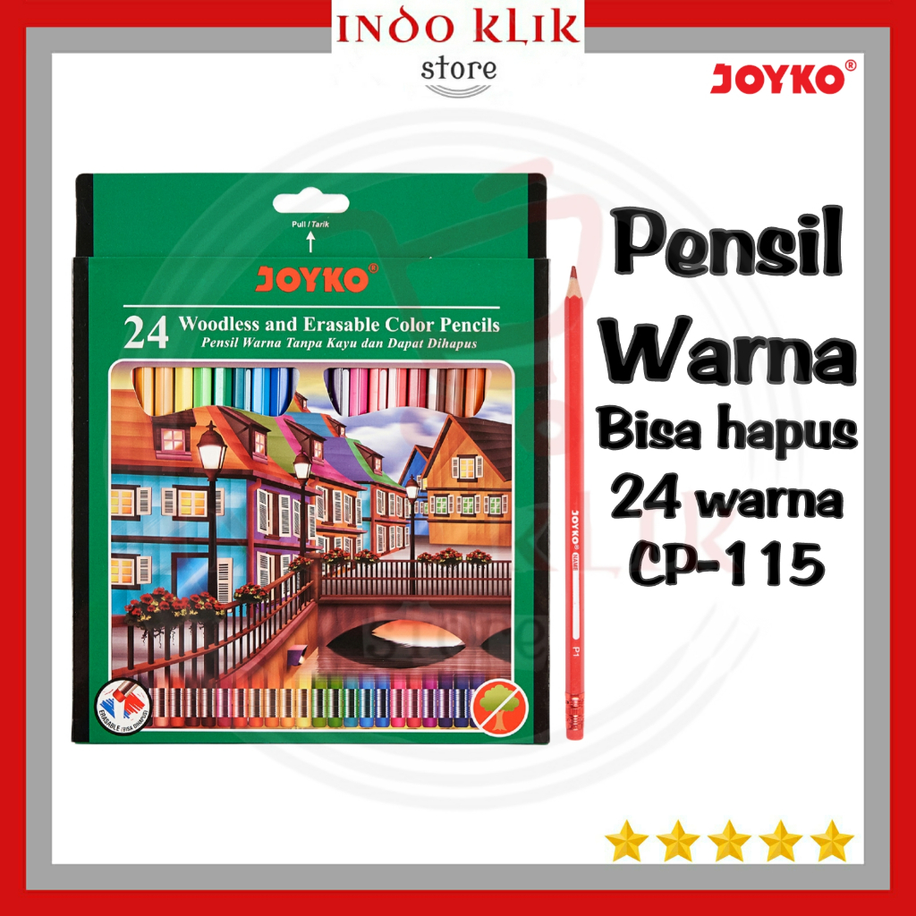 

Pensil Warna Joyko CP 115 24 Warna Bisa hapus / Pensil Kelir Mewarnai CP-115 / Color Pencil 24 Color