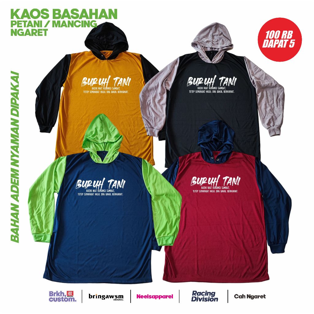 KAOS BASAHAN 04 PETANI MANCING NGARET KULI BANGUNAN KAOS PRIA WANITA REGULER JUMBO M L XL XXL XXXL