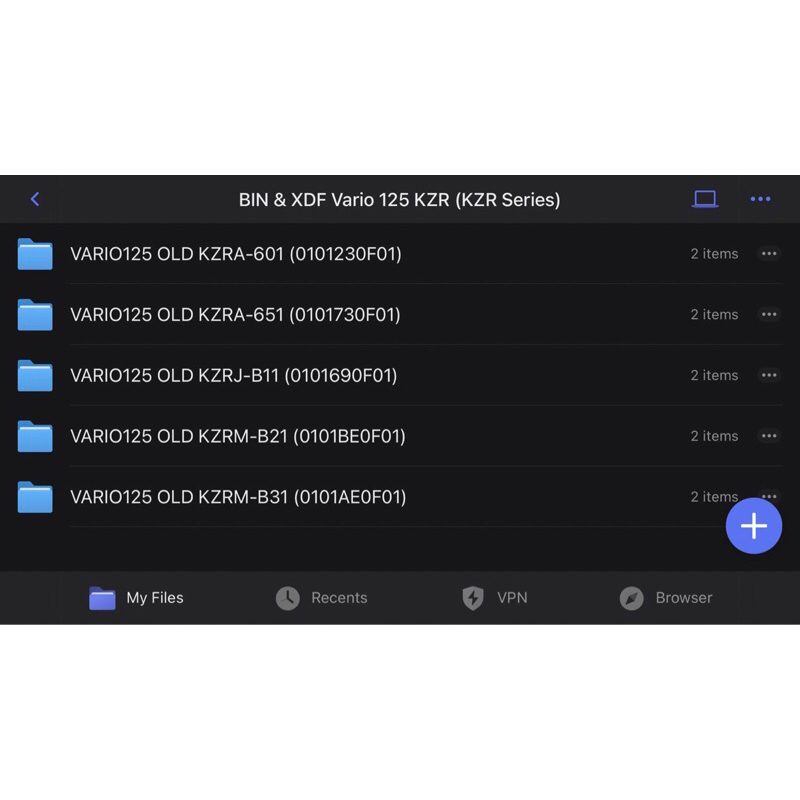 Bin & Xdf Vario 125 Old (5 file KZR Series)