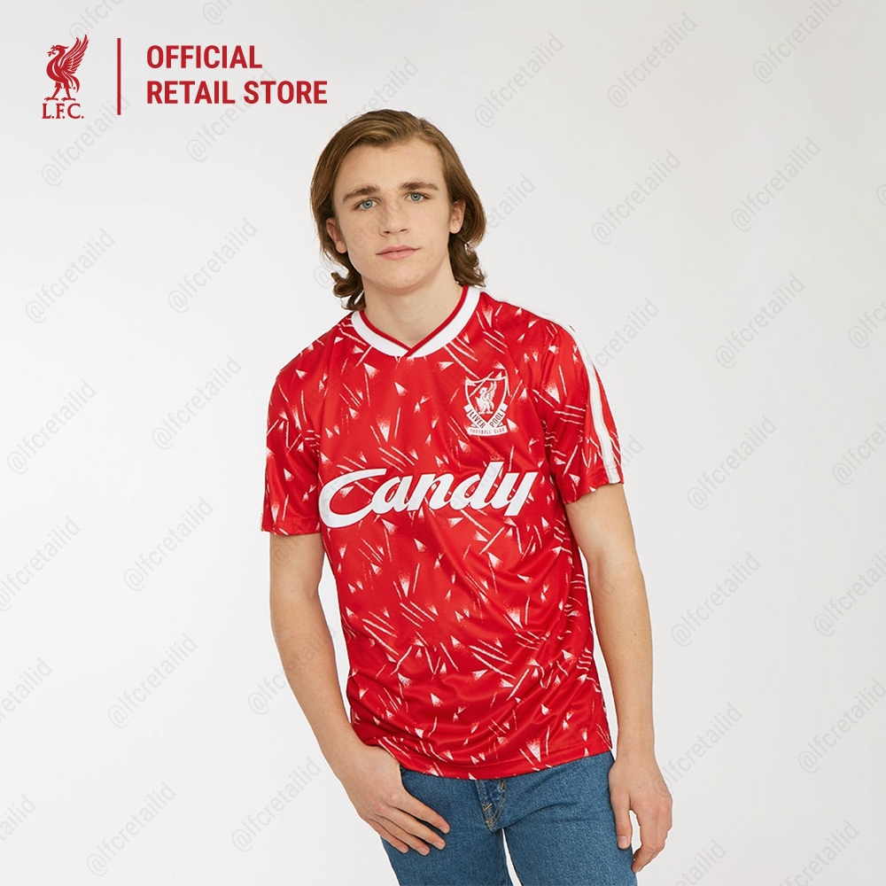 Liverpool FC Adults Retro Candy 89/91 Home Shirt Men - Official LFC Jersey Original Pria