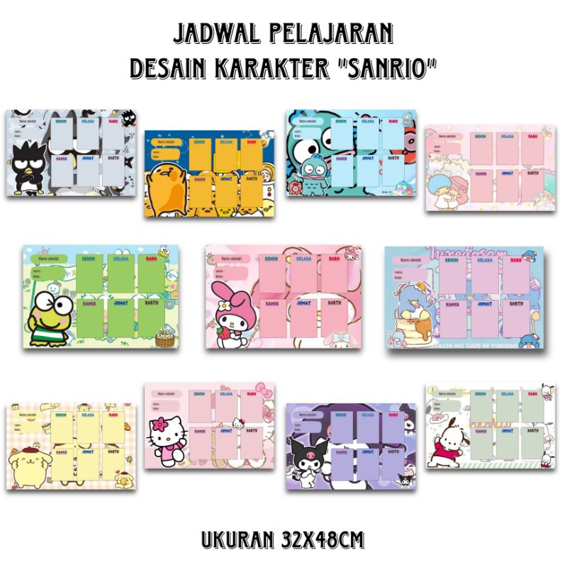 

JADWAL PELAJARAN TEMA SANRIO (ukuran Besar Bisa isi jadwal)