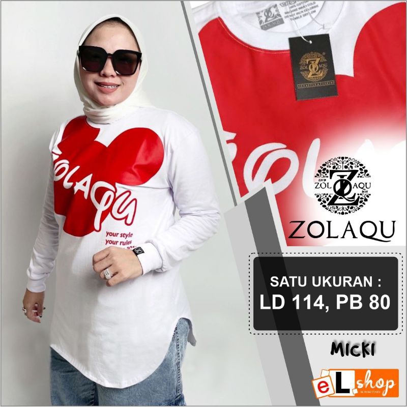 KAOS ZOLAQU ORI TERBARU 2024 ATASAN SEMI TUNIK OVERSIZE JUMBO ORIGINAL 100% PAKAIAN WANITA OUTFIT CL