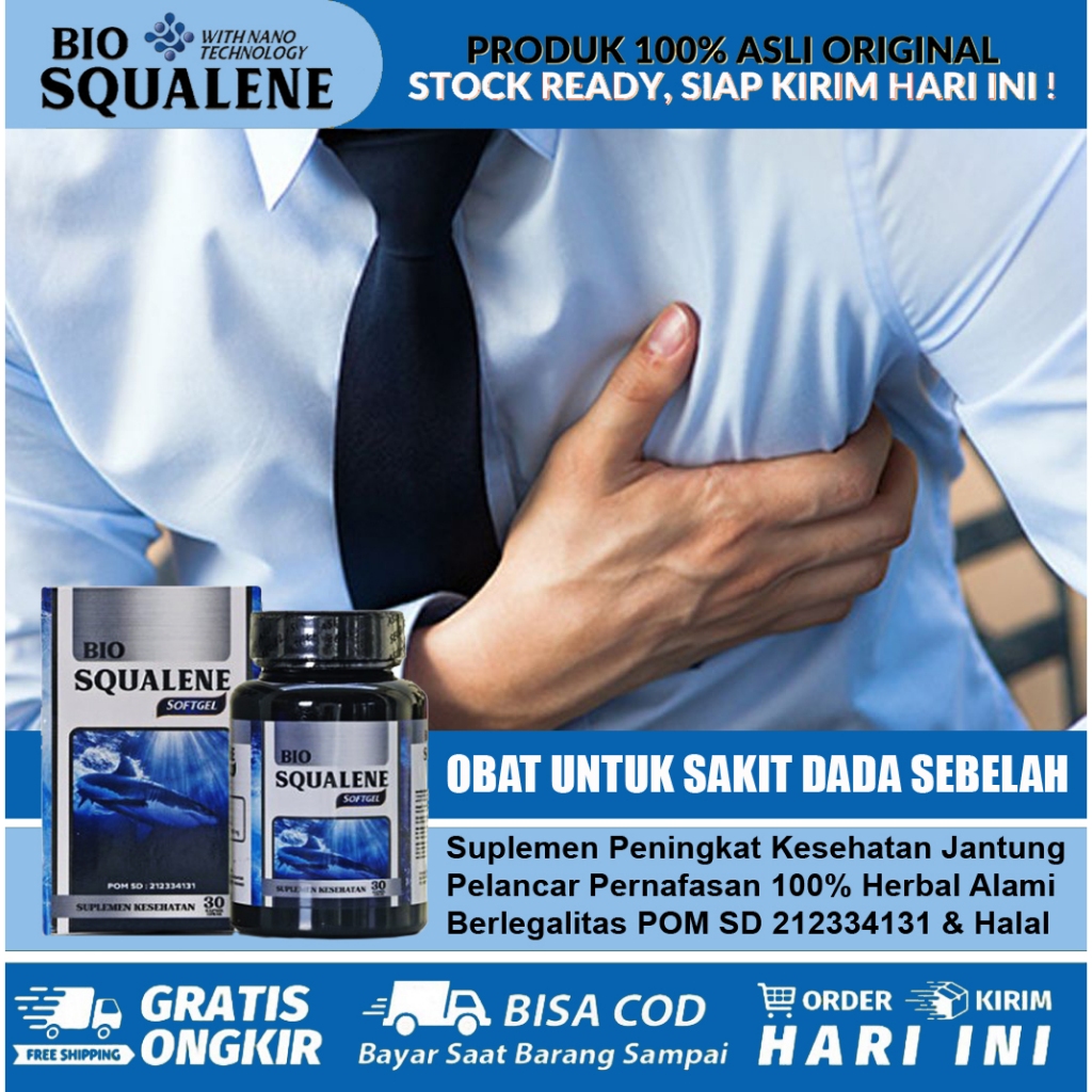 Obat Sakit Dada, Dada Nyeri, Nyeri Dada Sebelah Kanan dan Kiri, Jantung Berdebar Bio Squalene Origin