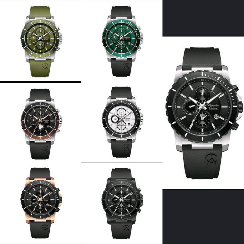 Alexandre Christie AC 6141  Rantai / Rubber  / kulit  for Men Original