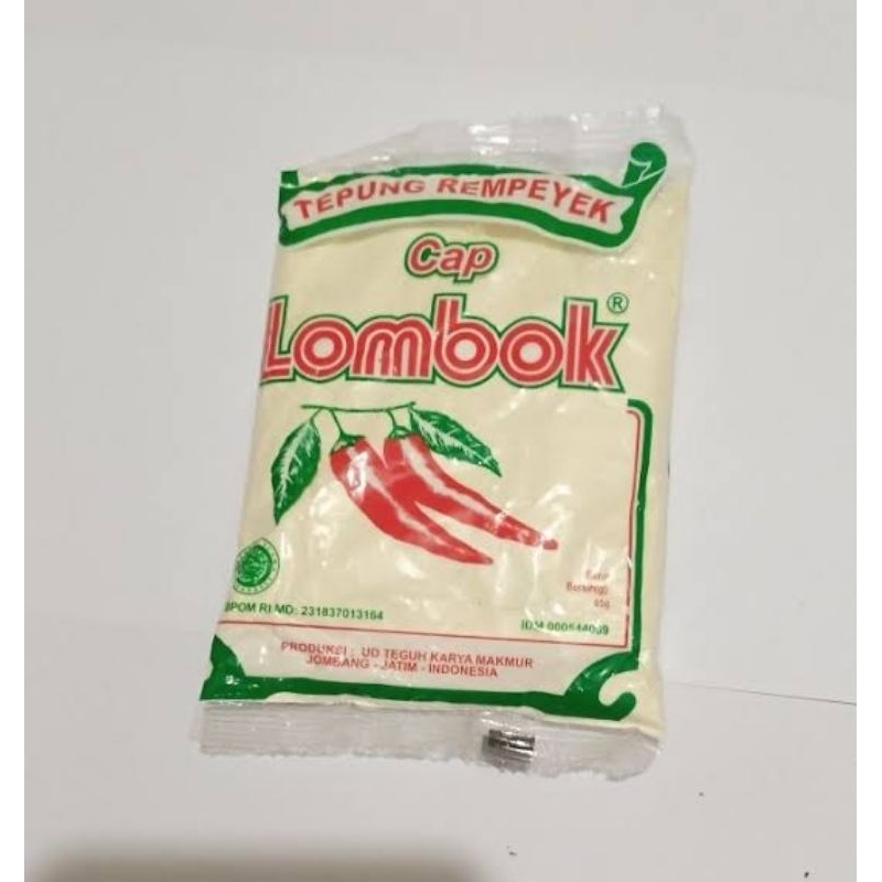 

1pak tepung rempeyek / peyek cap lombok 65gr isi 10